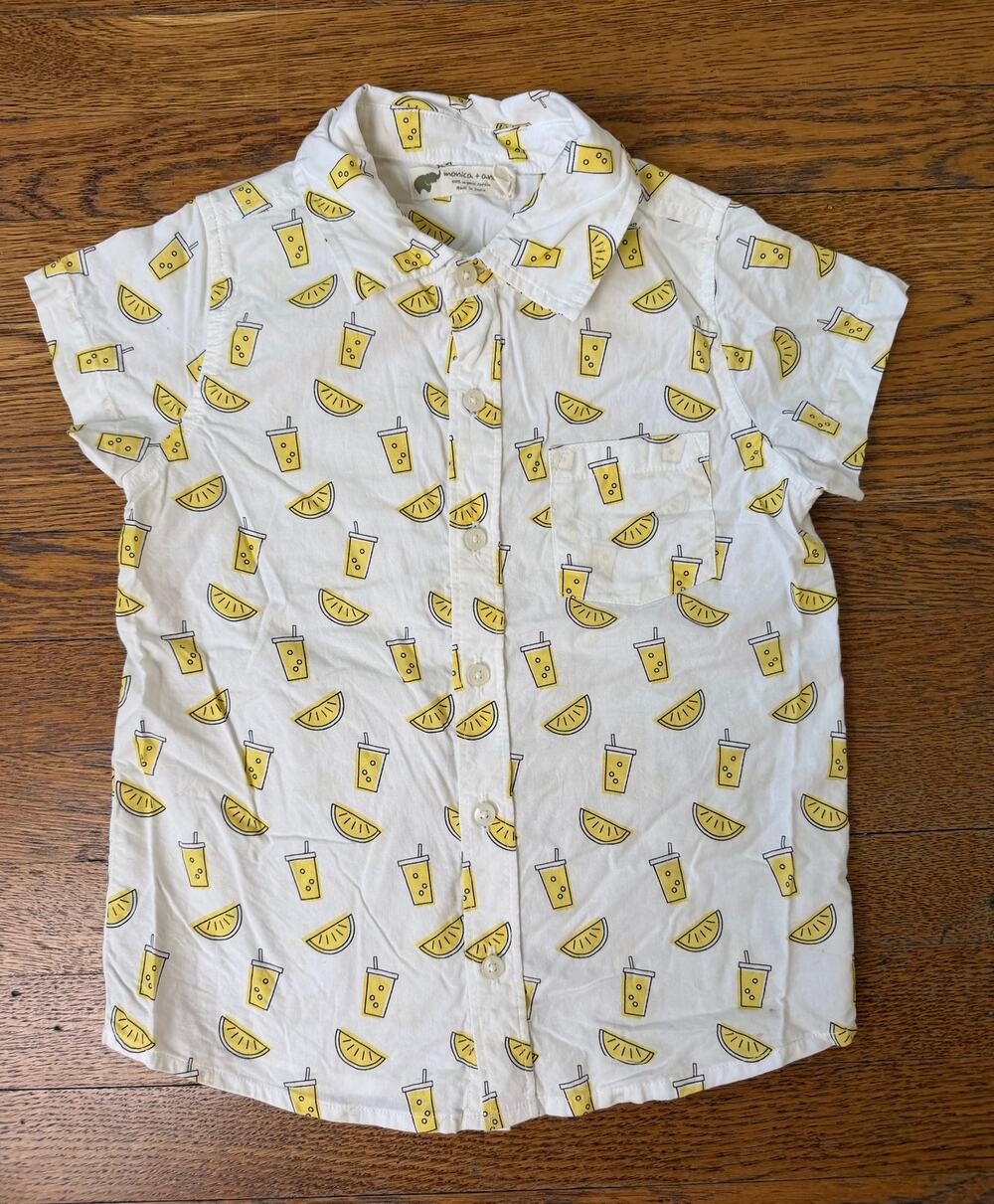 Monica + Andy Boys' Lemonade Print Button Down Size 5